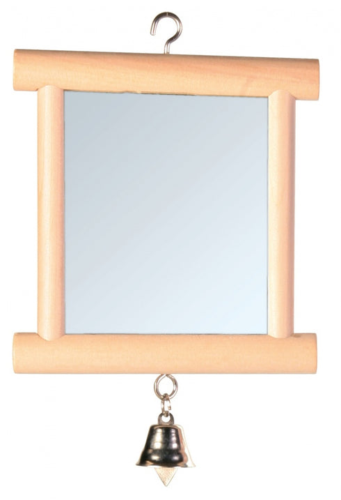 Jucarie pentru pasari Oglinda cu rama de lemn 9x10cm